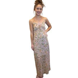 No Comment Juniors Floral Maxi Dress Size XL Spaghetti Strap Tie Front Summer